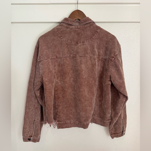 POL Corduroy Button Up Jacket Brown Raw Hem Western Fall Boho Style Women’s M - Picture 9 of 12